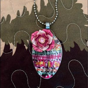 Handmade embellished Spoon necklace. Comes with a 24 inch ball chain. Only one